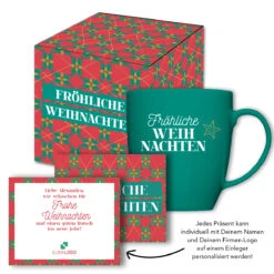 Weihnachtstasse "Fröhliche Weihnachten" -Snack Verkäufe 2024 Montage Verpackung mit Tasse Einleger 80010