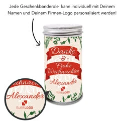 Geschenkdose "Danke & Frohe Weihnachten" - Ferrero Küsschen -Snack Verkäufe 2024 montage hohe dose danke frohe weihnachten Lupe 92666